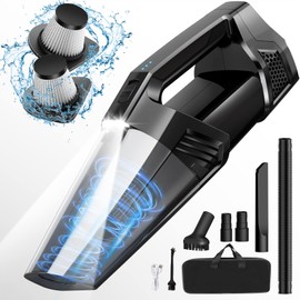 Blestan Handheld Vacuum Cordless Car Vacuum Portable with LED Light, High Power Suction, Lightweight Rechargeable Hand Vacuum, Hand Held Vacuum Cleaner for Car Home Office, Pet Hair, Black