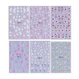 Winning Smile 6 Sheets Nail Art Decals 3D Embossed Stickers (Pink Flower-WS05)