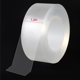 ZZJMCH Transparent Weather Sealing Tape, Clear Draft Isolation Film Tape for Door Draft Stopper, Adhesive Tape for Doors, Windows and Shower Glass Gaps - No Residue (1.2 Inch x 16Ft)