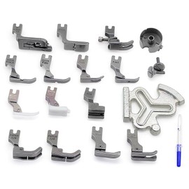 FQTANJU 19PCS Industrial Sewing Machine Presser Foot Set Bobbin Case Seam Rippers and Seam Guide with Screws fit for JUKI DDL-5550 DDL-5600 DDL-8300 DDL-8500 Singer 188K 191D 195K 196K