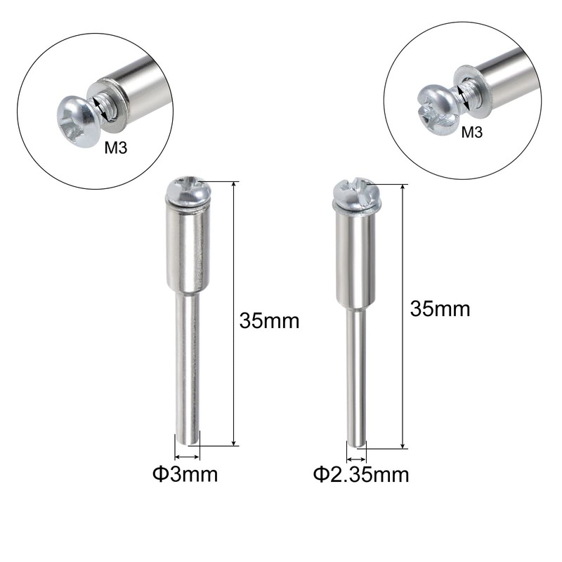 QUARKZMAN Cutting Wheel Screw Mandrels 2.35 mm 3 mm Side