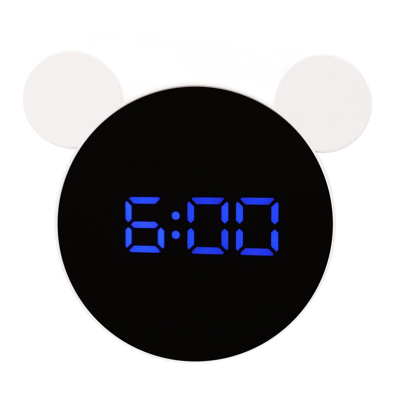 Mirrored Digital Alarm Clock Cute Mice Ear Shape LED Mirror