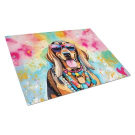 Caroline's Treasures DAC2504LCB Doberman Pinscher Hippie Dawg Glass Cutting Board Large Decorative Tempered Glass Kitchen Cutting and Serving Board Large Size Chopping Board