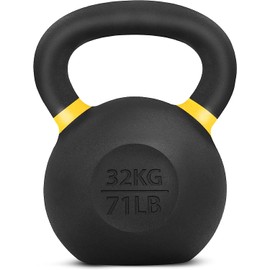 Yes4All Powder Coated Cast Iron Kettlebell Single Yellow - 32 KG / 71 LB Strength Training Kettlebells Weight Set for Full Body Workout, Home Gym