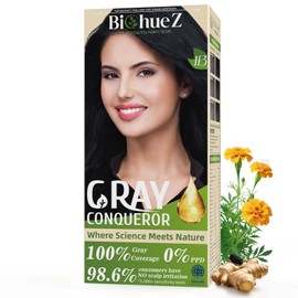 BioHueZ Permanent Hair Dye Gray Coverage Hair Dye PPD-Free Hair Color Natural Black Hair Color 1B Obsidian Noir Black