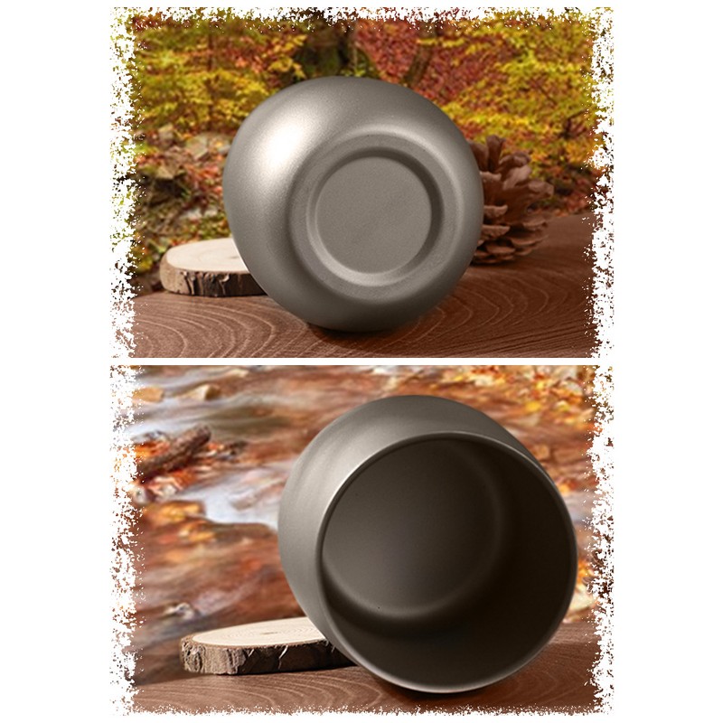 TOMSHOO Insulated Double Wall Drink Cup Camping Titanium Water Cup