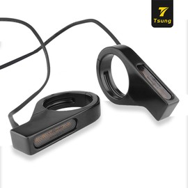 Motorcycle Fork Mounted LED Turn Signals 39-41mm Switchback Sequential Amber Light with Bracket Indicater Compatible with Harley Davidson Honda Yamaha Cruiser Street Bike (Black-Amber(39-41mm))