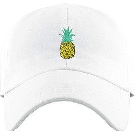 Funky Junque Dad Hat, Pineapple - White, One Size