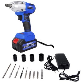 21V Cordless Impact Wrench,1/2 Impact Gun,3-IN-1 Brushless Power Electric Impact Wrench,2300 RPM Impact Drill with 6.0Ah Li-ion Battery,Fast Charger,4 Sockets 12 Drill Screwdriver Bits for Car Tires
