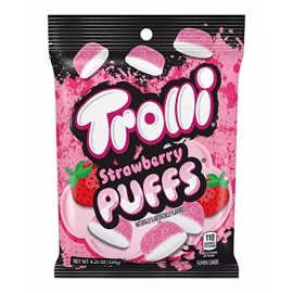Trolli Strawberry Puffs Gummy Candy, 4.25 Ounce Bag [12-Pack]