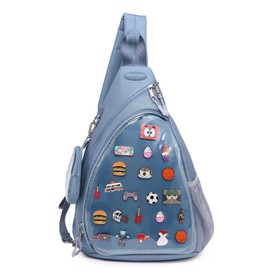 CHERRY SAUCE Oxford Ita Bag Kawaii Pin Display Chest Pack Single Shoulder Bag Sport Backpack Hiking Daypack