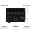 12-24V 5 Gang On/Off Toggle Switch Panel Dual USB Voltmeter