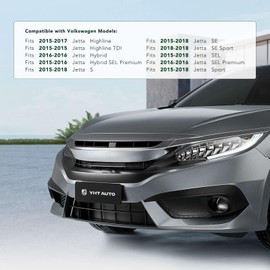 YHTAUTO Front License Plate Frame w/Hardware Compatible with Volkswagen Jetta 2015-2018, Plastic Black Bumper License Plate Bracket, No Drill Licence Plate Holder