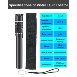 Moocci Fiber Visual Fault Locator 30mW 30KM - VFL Fiber Optic Cable Tester Meter Kit with FC Male to LC Female Adapter - Fiber Optic Tools Source Tester Detector for LC/FC/SC/ST, Network Cable Test