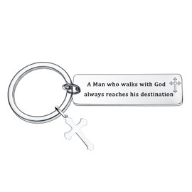 malyunin Christian Gift Keychain For Men Religious Gift Bible Verse Keychain Baptism Christmas Easter Birthday First Communion Gifts For Men