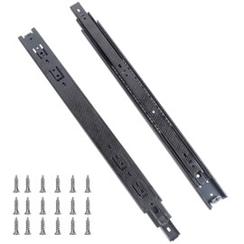 KINJOEK 2PCS 18 Inch Drawer Slides, Load Capacity 100lbs Full Extension Side Mount Ball Bearing Drawer Slides with Screws, Black