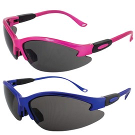 Birdz Eyewear Flamingo Safety Glasses for Nurses Dental Assistant Glasses Shooting Sunglasses for Women Ladies Men 2 Pairs Blue & Hot Pink Frames w/Smoke Lenses