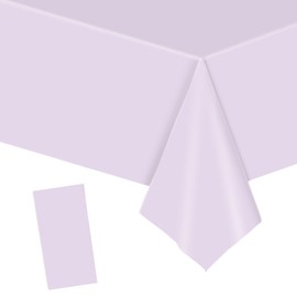YAAVAAW 137x274cm Light Purple Plastic Table Cloth Table Cover,Purple Party Table Cloths Tablecover Table Decoration,Purple Tablecloth Party for Picnic,Dining,Wedding,Kids Birthday Tablecloths