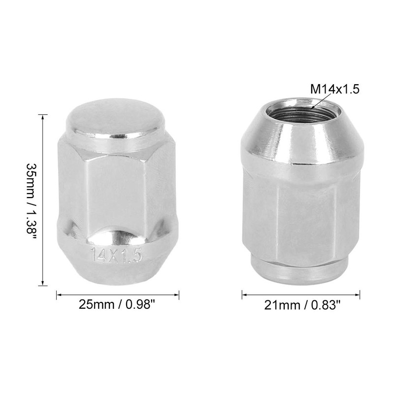 X AUTOHAUX 4 Pcs M14x1.5 35mm Chrome Wheel Lug Nuts