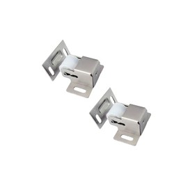 QCAA Heavy Duty Large Jumbo Roller Catch Latch for Closet Doors and Cabinets, Matte Nickel, Made in Taiwan, 2 Pack
