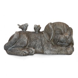 Gift Essentials Pet Remembrance Stone, Dog with Birds Pet Grave Marker or Garden Memorial Statue
