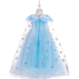 Lito Angels Children's Girls Princess Elsa Costume Dress Fancy Dress with Cape and Accessories Size 9-10 Years 140 Styles B