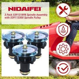NIDAIFEI 539131898 Spindle Assembly with 539113300 Spindle Pulley Replaces Spindle 539131898 for Husqvarna 61" Decks, Husqvarna MZ61, MZT61, MZ6128, MZ 61, MTZ 61, FD 61, MZ 6128 ZT Zero Turn Mowers