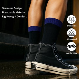 PEAKSEAL Waterproof Socks for Hiking & Snow Sports - Breathable Moisture-Wicking Socks for Men Women -Crew (US, Alpha, Small, Regular, Regular, Blue)