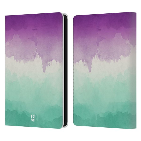 Head Case Designs Violet And Teal Watercoloured Ombre Leather Book