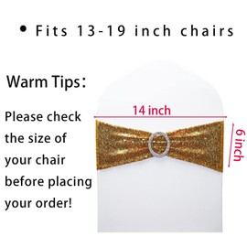 LIZIMI Sequin Chair Sash, Glittering Sequins Bows Stretch Spandex & Polyester Chair Bands for Party, Wedding, Birthday Event, Hotel, Banquet, Baby Shower Decorations (Gold 10 PCS)