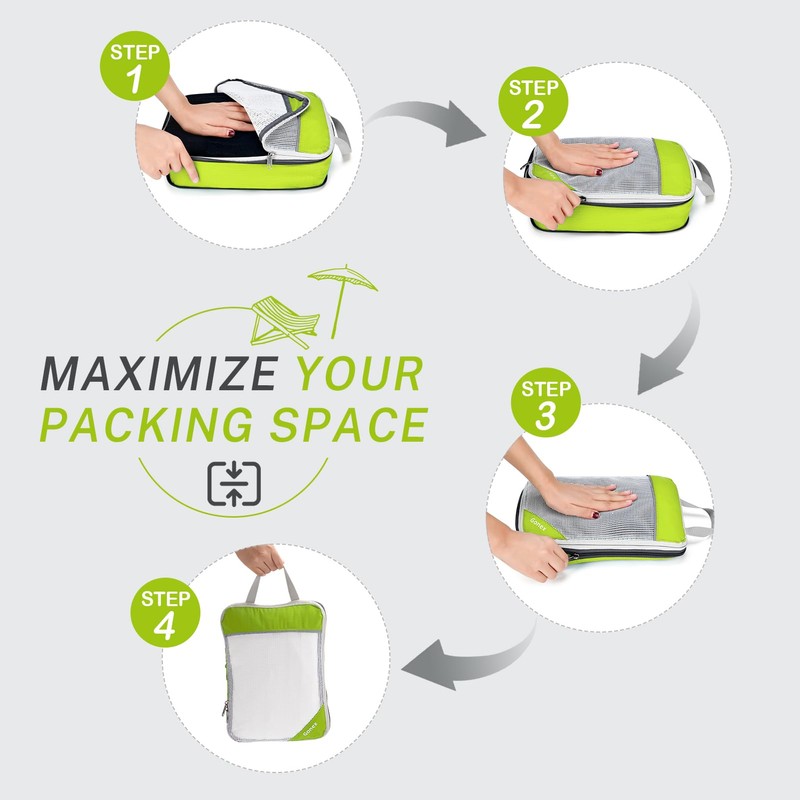 Gonex Compression Packing Cubes, 6 PCS Travel Luggage Packing Organizers
