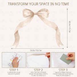 Fullhawl 59 x 45 Inch Large Boho Bow Wall Stickers Peel and Stick Coquette Girl Room Decor Large Watercolor Bow Stickers Preppy Waterproof Vinyl Decals Wall Decor for Girl Room Nursery (Pastel Brown)