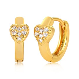 14K Gold Plated Huggie Earrings 925 Sterling Silver Post Cubic Zirconia Huggie With Earrings Dangle For Women | Trendy Dangle Hoops Earrings, Medium, Brass, Cubic Zirconia