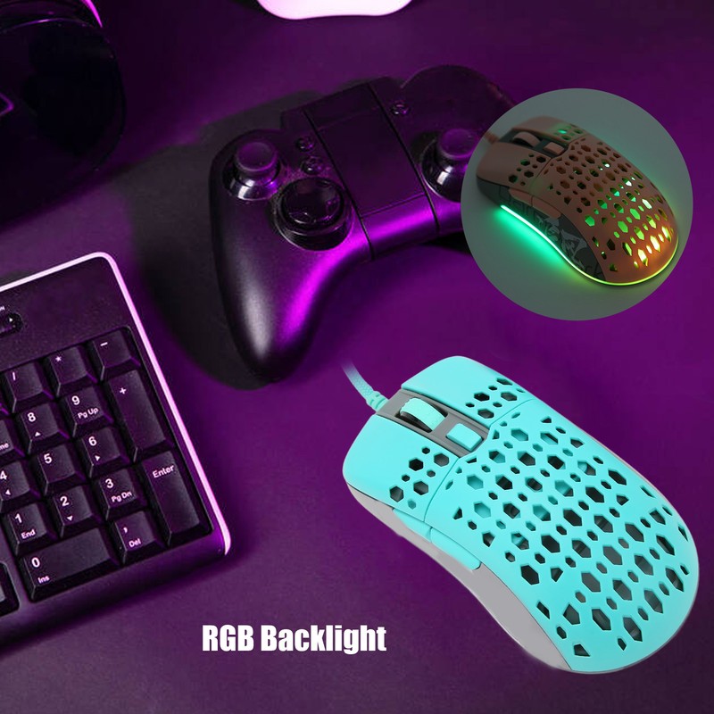 Mouse Adjustable DPI Speed RGB Backlight Ergonomic Beehive Shell Lightweight