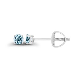 925 Sterling Silver 3mm Round Natural Sky Blue Topaz December Birthstone Screwback Stud Earrings