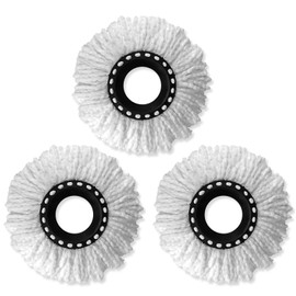 3 Pack Mop Heads Replacement, 360° Spin Mop Heads Standard Mop Head, Universal Spin Mop Heads Replacement, Spin Mop Replacement Mop Heads Commercial and Home Use (Round Mop Head)