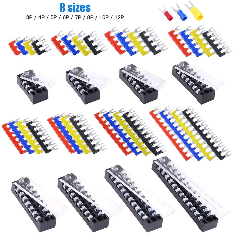 Glarks 70Pcs(5Sets) Terminal Block Set, 5Pcs 7 Positions 600V 15A