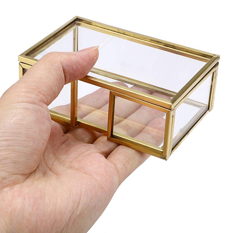 Hipiwe Glass Business Card Holder with Lid - Desktop Name