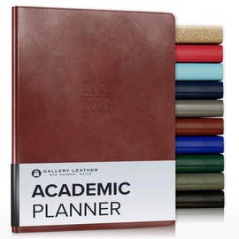 Gallery Leather Academic Planner 2026, Teacher and Student Weekly Monthly Planner, Elegantly Bound Calendar with Gold-Gilded Page Edges, 18 Months - Acadia Tan - 9 x 7 "