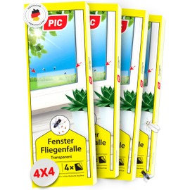 PIC Window Fly Trap 4 x 4 = 16 Item Non-Toxic Odourless Glue Trap for Catching Flies and Fruit Flies