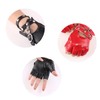aoozleny Women Girls Fingerless Gloves,PU Leather Biker Punk Gloves with