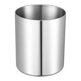 Silver Pen Holder for Desk, SUS304 Stainless Steel Heavy Duty Pen Holder Stand,Cylinder Pencil Holder,Desktop Stationery Organizer