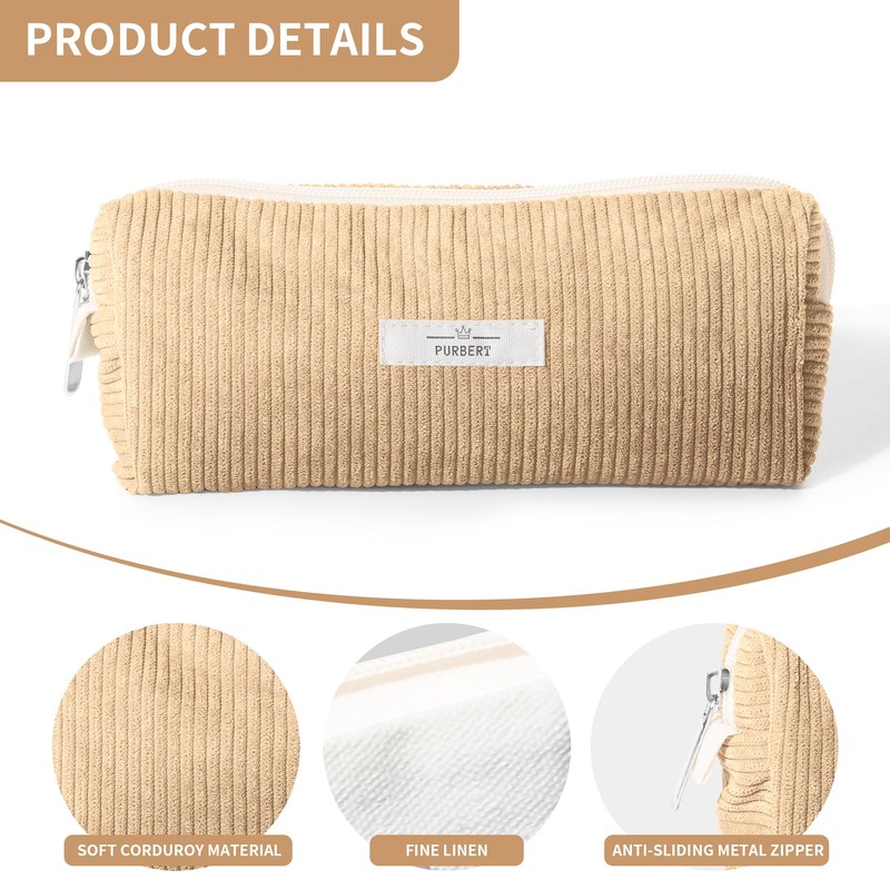 Purbert Pencil Bag Pen Case, Soft Corduroy Small Pencil Pouch