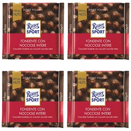 Ritter Sport Dark chocolate with Whole Hazelnuts 3.5-Ounce/100g Bars, pack of 4