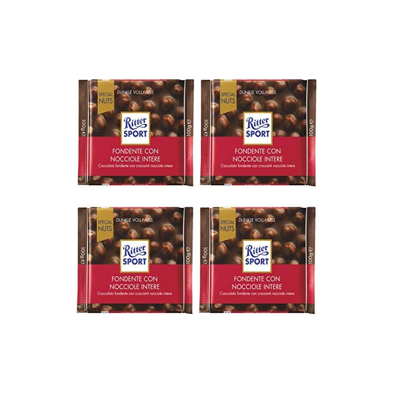 Ritter Sport Dark chocolate with Whole Hazelnuts 3.5-Ounce/100g Bars, pack