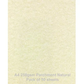 A4 250gsm Parchment Paper Natural, Pack of 50 Sheets by ARK