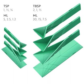 Polygons 3-in-1 Magnetic Measuring Spoons Set – Flat Design, 6 Sizes in 2 Spoons, Multifunctional Foldable Kitchen Gadget for Cooking, Baking & Liquid Ingredients (Green)