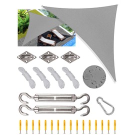 Triangle Sun Shade Sail Waterproof, 3x3x4.3m Garden Sail, PES Awning Canopy 98% UV Block With Rope, Outdoor Patio Party Awning with Install Accessories, Weather Resistant Durable Garden Shade Sail