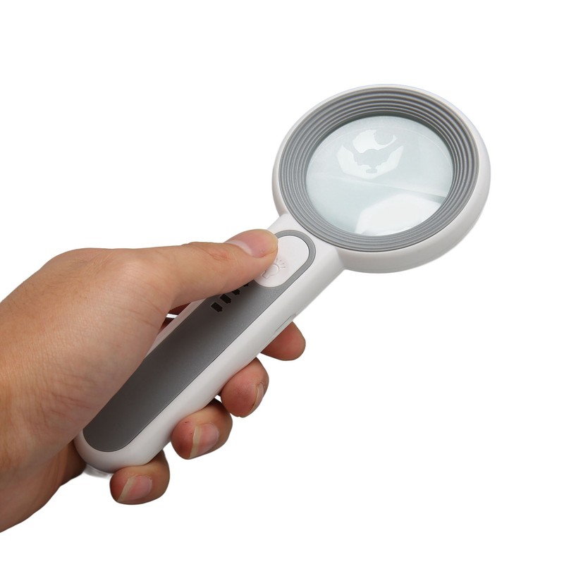 Handheld Magnifying Glass 5x Rechargeable Touch Control LED Light Handheld