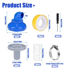 CUVZORA Pool Inlet Nozzle 32 mm, Pool Inlet Nozzle 360° Rotatable, Diameter 32/38 Pool Nozzle Set, Nozzle Outlet Airstone Accessories, Nozzle Adjustable, for Above Ground Pool, Bestway, Intex and More